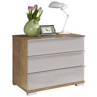 NACHTKÄSTCHEN 60/53/42 cm  in Eiche Bianco, Weiss  - Chromfarben/Eiche Bianco, Basics, Glas/Holzwerkstoff (60/53/42cm) - Venda