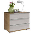 NACHTSCHRANK 60/53/42 cm  - Chromfarben/Eiche Bianco, Basics, Glas/Holzwerkstoff (60/53/42cm) - Venda