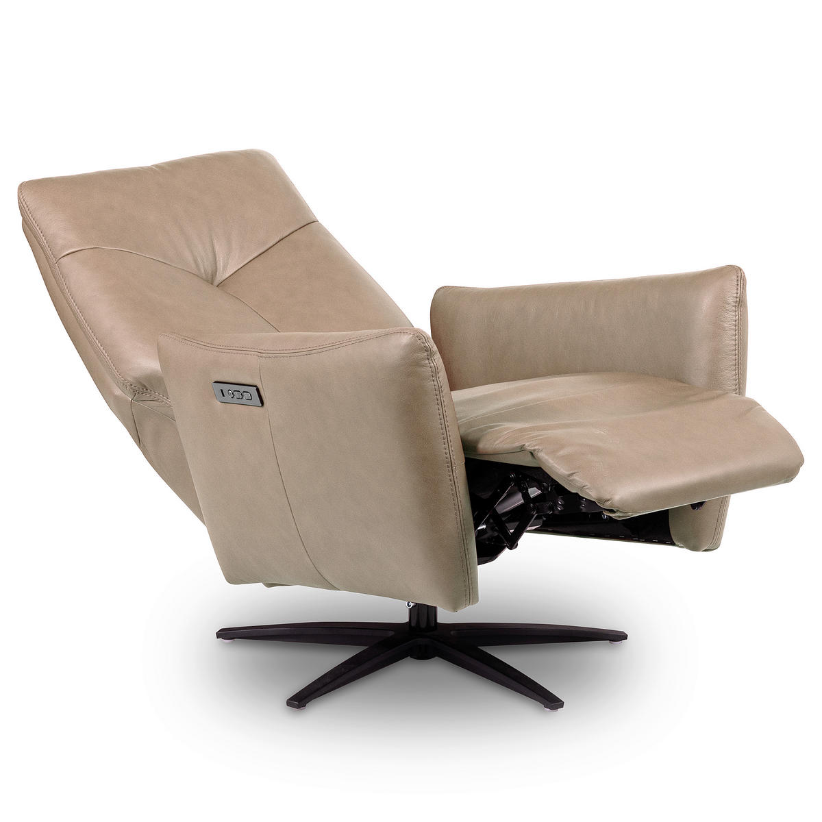 RELAXSESSEL Leder Hellgrau  - Hellgrau/Schwarz, Design, Leder/Metall (76/107/88cm) - Livetastic
