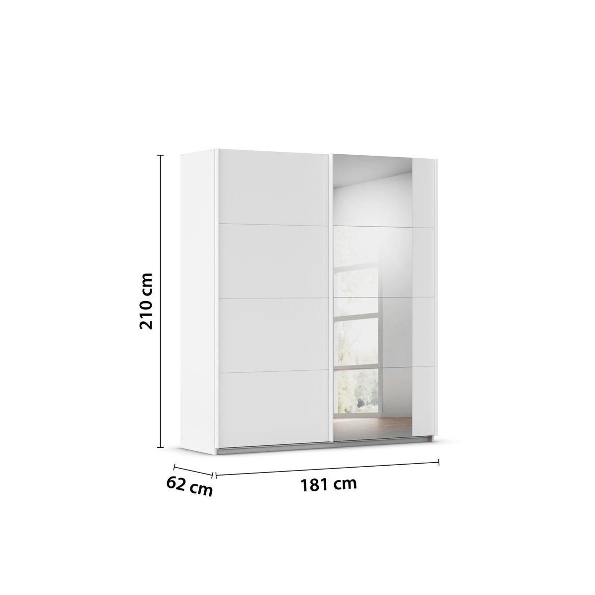 SCHWEBETÜRENSCHRANK 181/210/57 cm 2-türig Weiß  - Weiß, MODERN, Holzwerkstoff/Metall (181/210/57cm) - Rauch Möbel