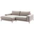 ECKSOFA in Velours Sandfarben  177/253 cm  - Sandfarben/Schwarz, Design, Textil/Metall (177/253cm) - Dieter Knoll