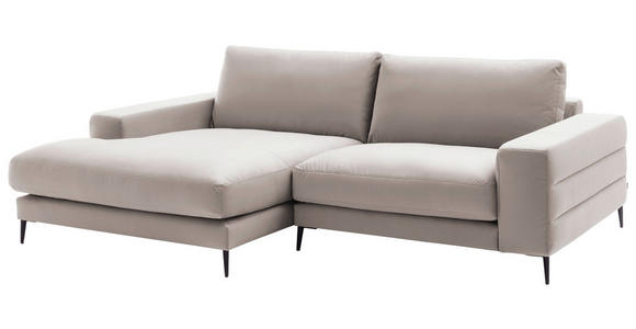 ECKSOFA in Velours Sandfarben 177/253 cm - Sandfarben/Schwarz, Design, Textil/Metall (177/253cm) - Dieter Knoll