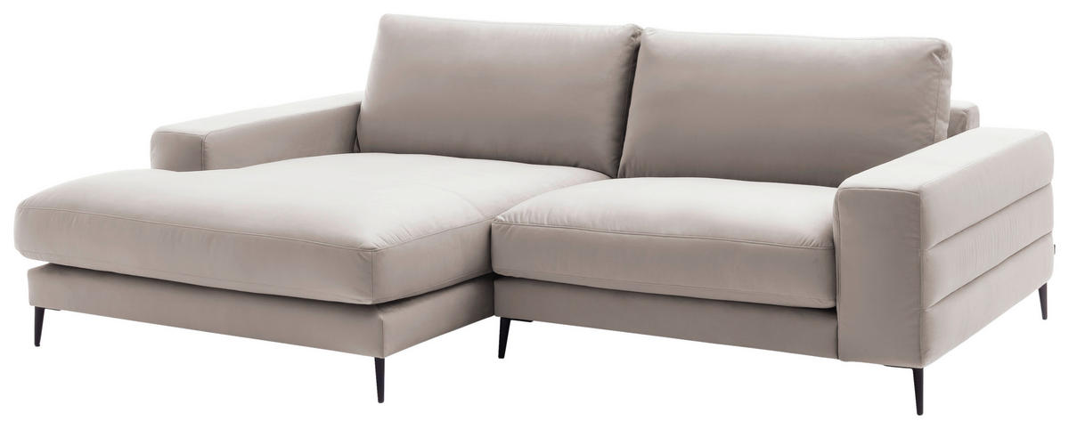 ECKSOFA in Velours Sandfarben  - Sandfarben/Schwarz, Design, Textil/Metall (177/253cm) - Dieter Knoll