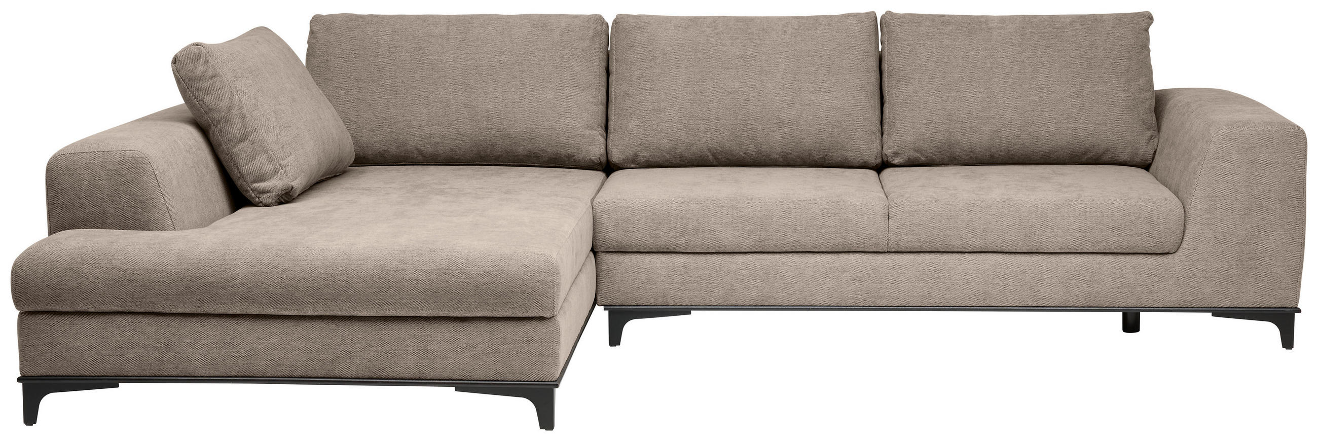 ECKSOFA inkl. Funktionen Greige Webstoff  inkl. Rückenkissen, Bettkasten, Schlaffunktion, Rücken echt  - Wengefarben/Greige, Design, Holz/Textil (211/314cm) - Stylife