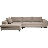 ECKSOFA inkl. Funktionen Greige Webstoff  inkl. Rückenkissen, Bettkasten, Schlaffunktion, Rücken echt  - Wengefarben/Greige, Design, Holz/Textil (211/314cm) - Stylife