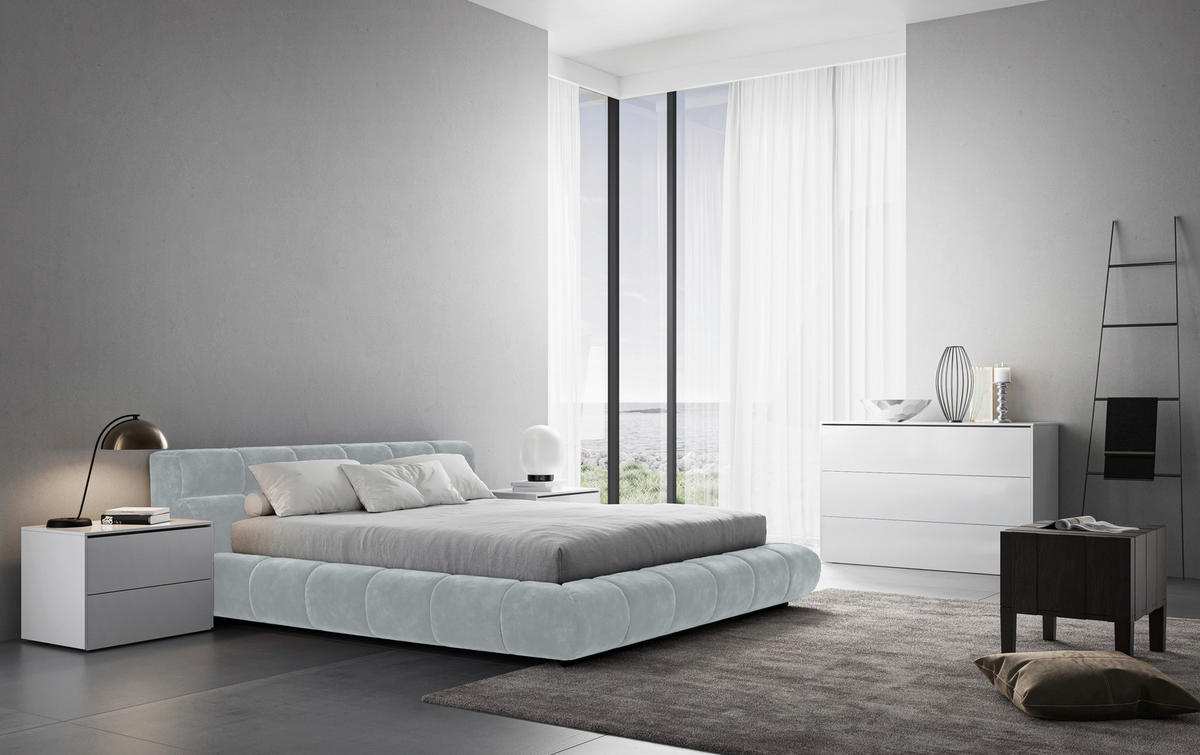 POLSTERBETT 160/200 cm,  in Hellgrau,  - Hellgrau/Schwarz, Design, Textil/Metall (160/200cm) - Belluti