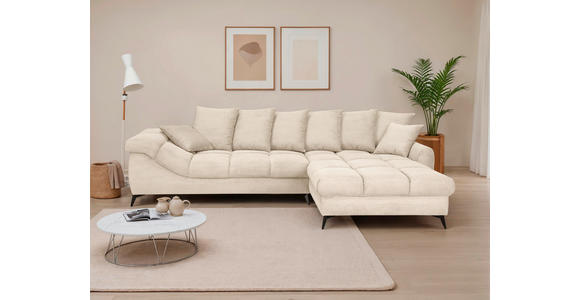 ECKSOFA Naturfarben Cord Rückenkissen, Armlehnenkissen, Rücken echt  - Schwarz/Naturfarben, KONVENTIONELL, Textil/Metall (332/231cm) - Carryhome