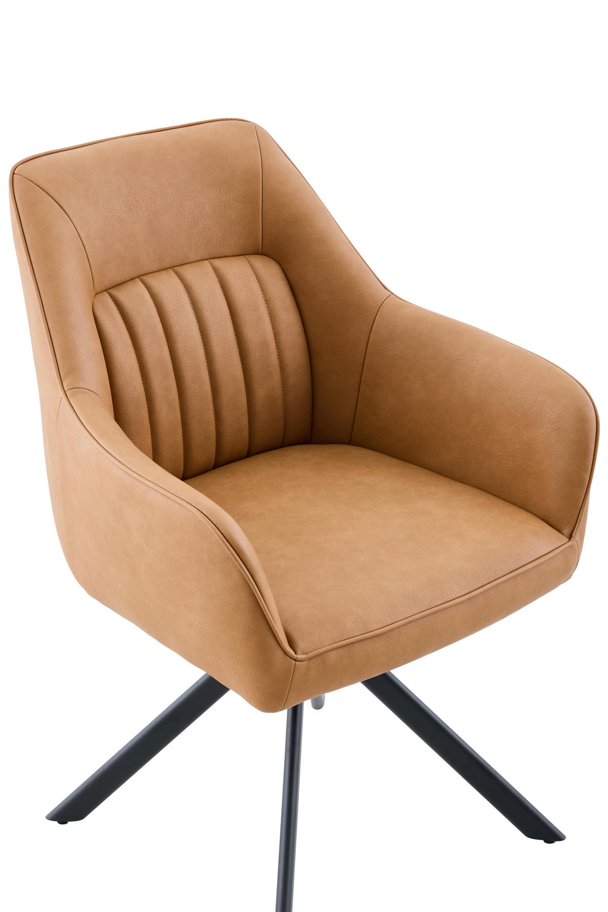 ARMLEHNSTUHL-SET 2 Stück  in Stahl Lederlook  - Cognac/Schwarz, MODERN, Textil/Metall (62/92/68cm) - MID.YOU