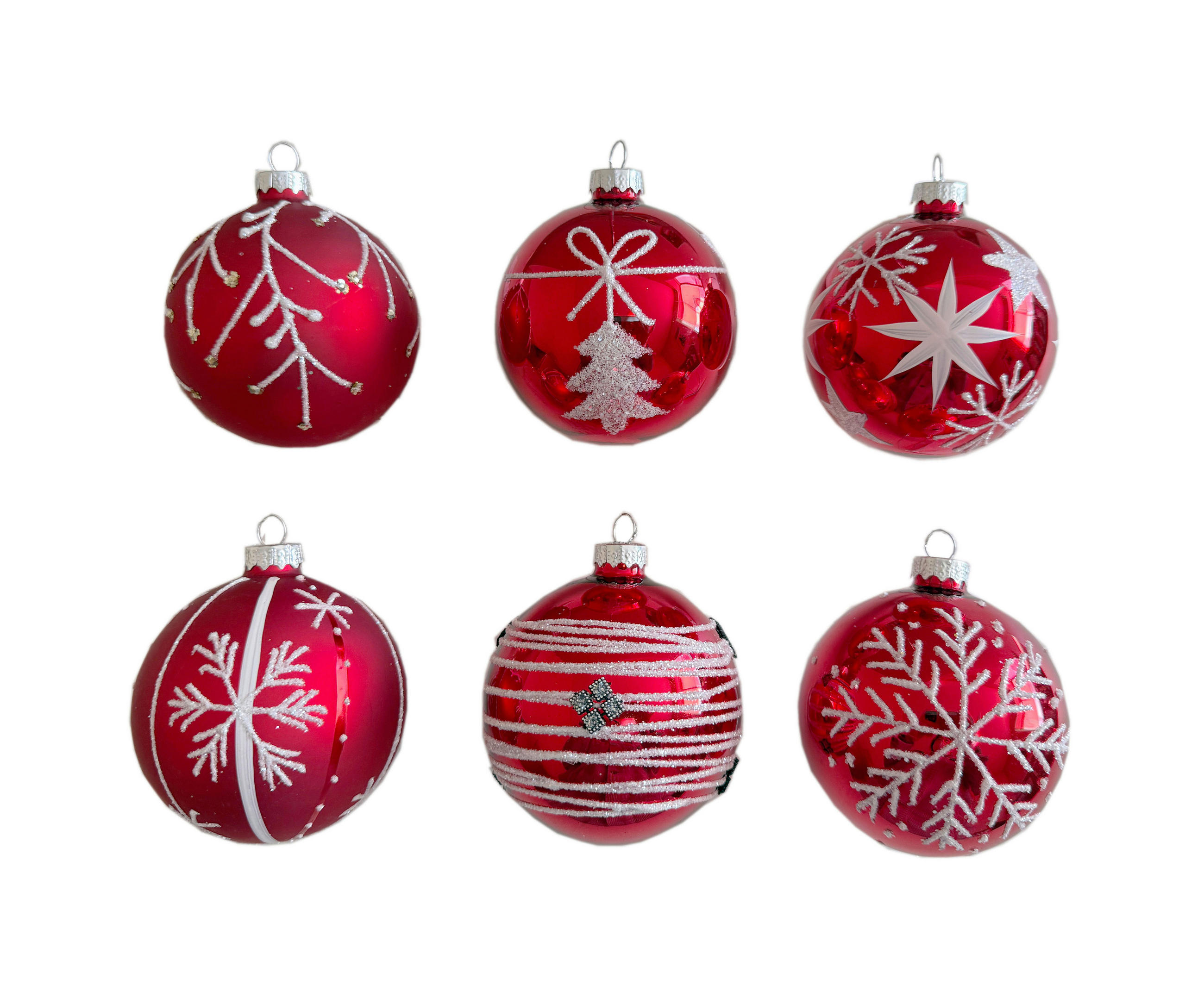 CHRISTBAUMKUGEL 6 cm  - Rot/Weiß, LIFESTYLE, Glas/Kunststoff (6cm) - X-Mas