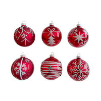 KUGLICA ZA BOR - bijela/crvena, Lifestyle, staklo/metal (8cm) - X-Mas