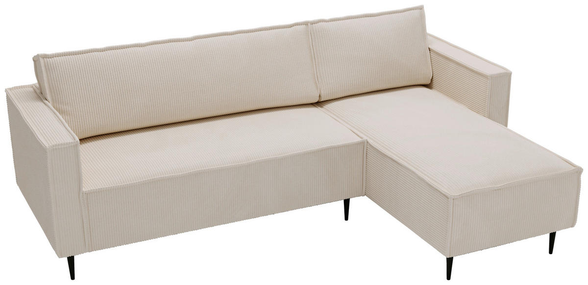 ECKSOFA in Cord Beige  - Beige/Schwarz, Design, Textil/Metall (223/151cm) - Livetastic