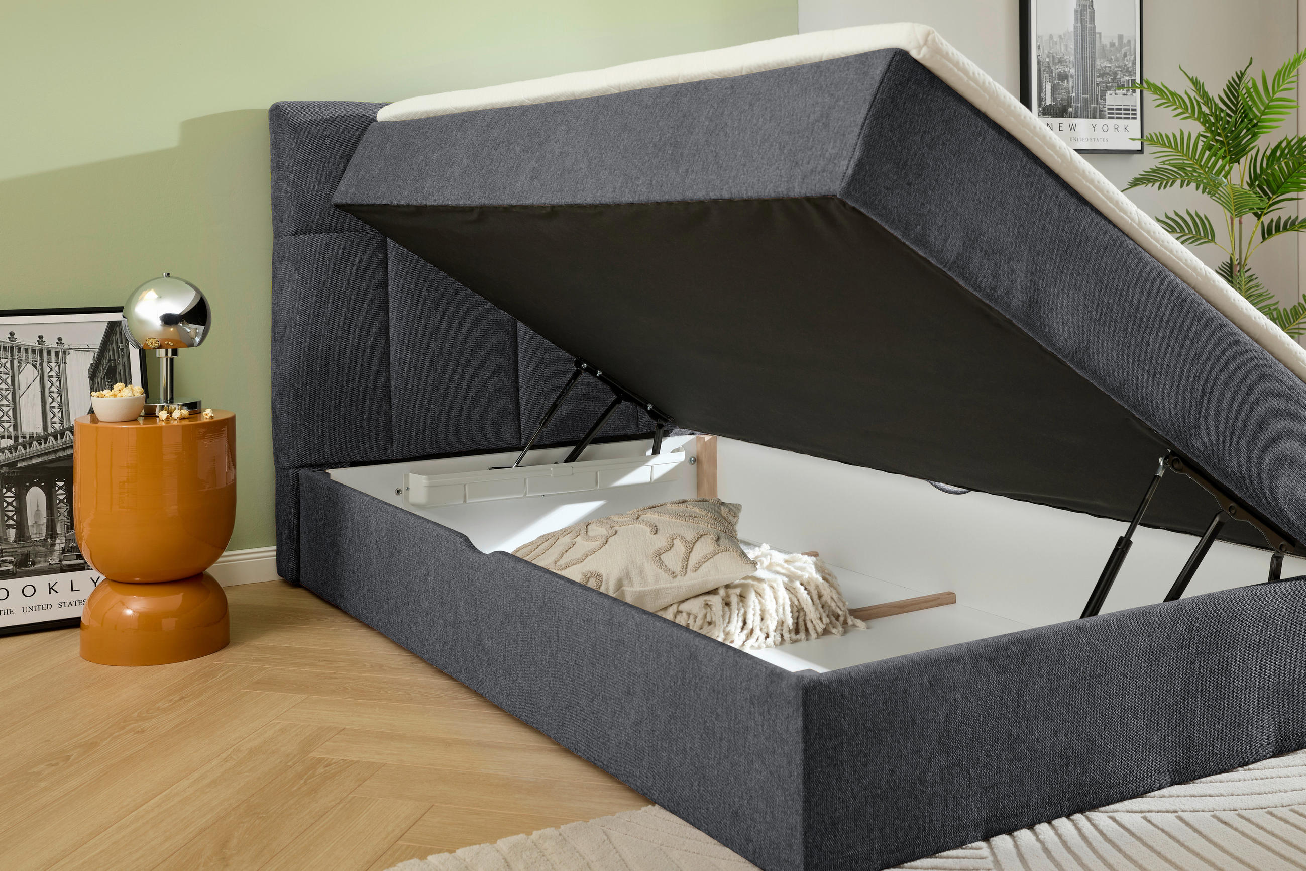 BOXBETT 90/200 cm  in Dunkelgrau  - Dunkelgrau, KONVENTIONELL, Textil (90/200cm) - Boxxx