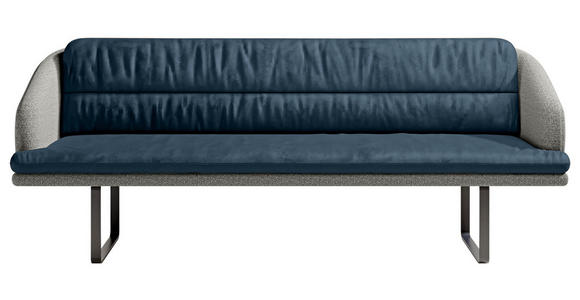 SITZBANK 255/89/68 cm Velours, Flachgewebe Dunkelblau, Graublau Metall  - Graublau/Schwarz, Design, Textil/Metall (255/89/68cm) - Dieter Knoll