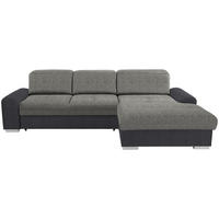 ECKSOFA Dunkelgrau, Grau Webstoff Bettkasten, Schlaffunktion, Kopfteilverstellung, Sitztiefenverstellung  - Dunkelgrau/Silberfarben, KONVENTIONELL, Holz/Textil (286/203cm) - Livetastic