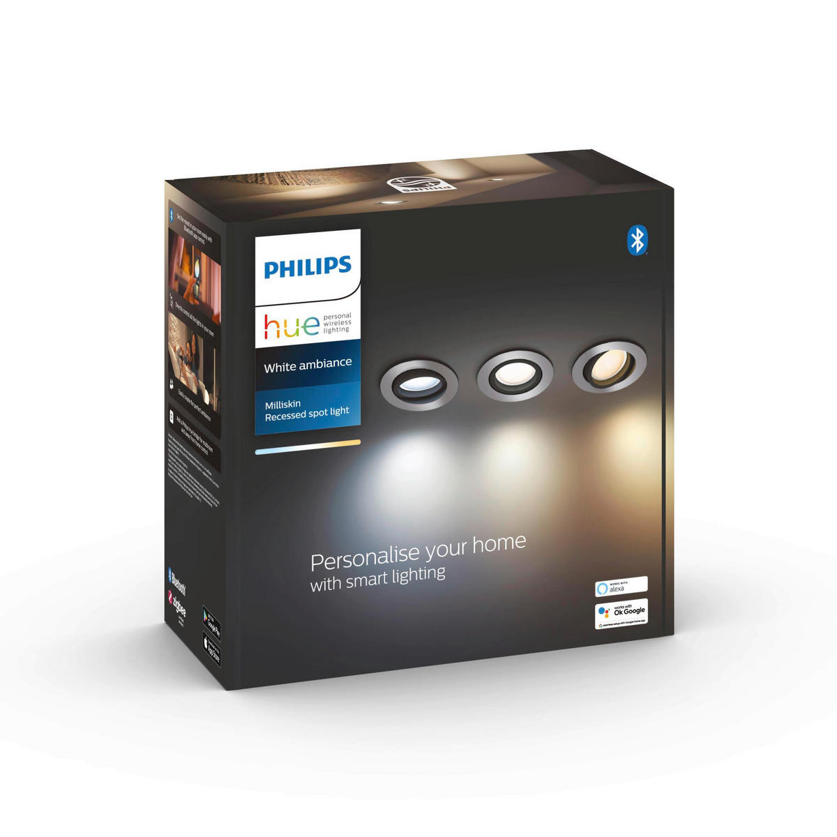 LED-SPOTKOPF Milliskin 9/10/9 cm   - Alufarben, Basics, Kunststoff (9/10/9cm) - Philips HUE