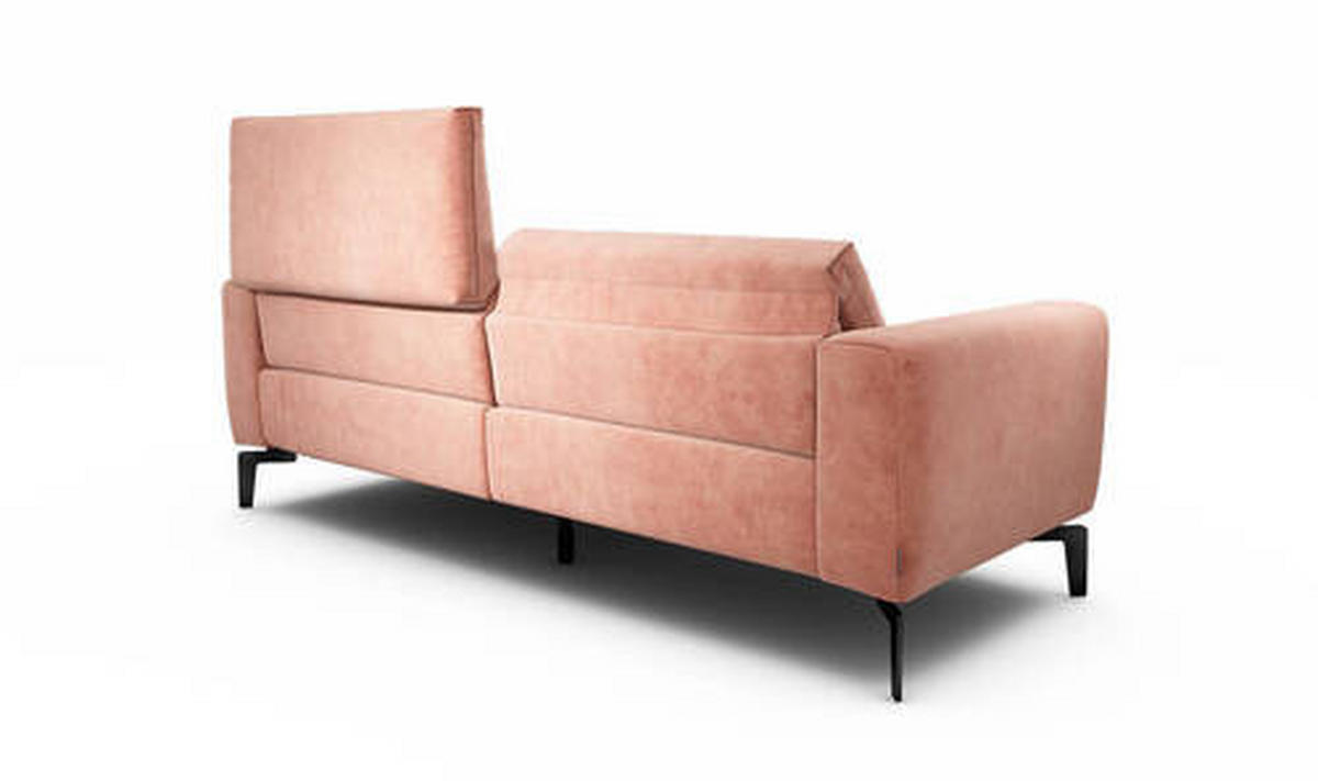 2,5-Sitzer inkl. Hocker in Samt Rosa  - Schwarz/Rosa, Design, Textil/Metall (220/86/86-94cm) - SENSOO