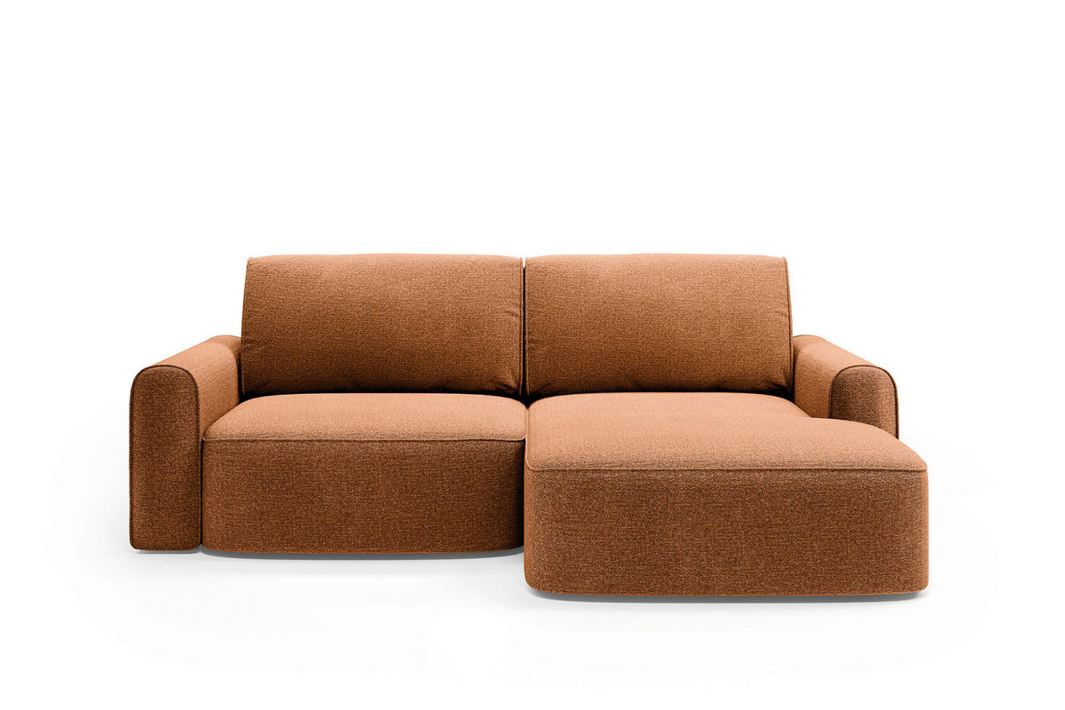 ECKSOFA PIEMONTE in Chenille Terracotta  - Terracotta/Schwarz, MODERN, Holz/Holzwerkstoff (250/92cm) - Livetastic
