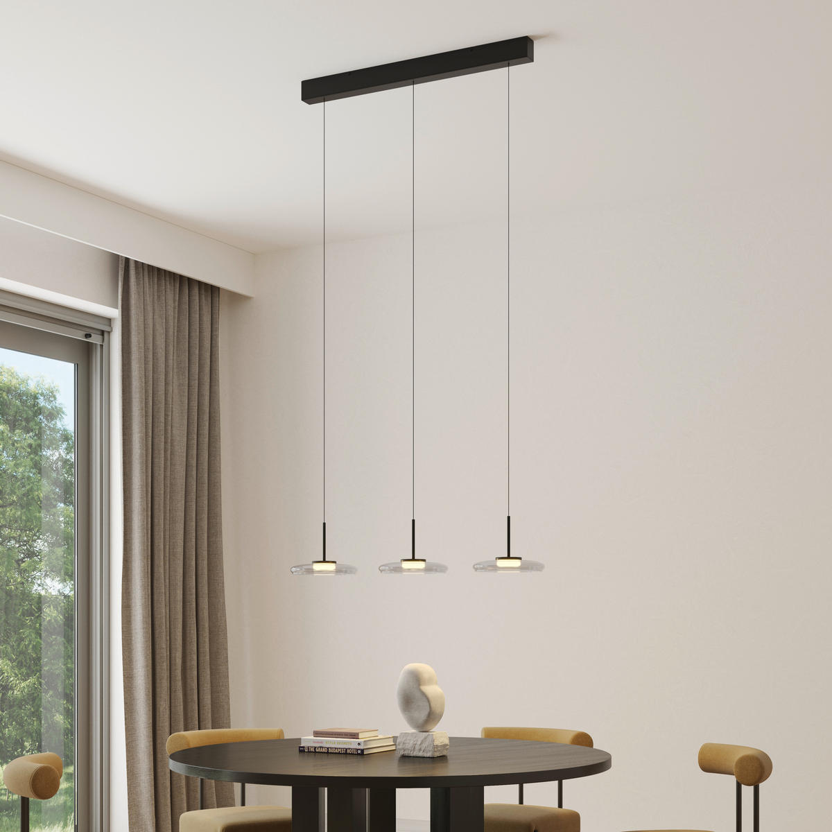 LED-HÄNGELEUCHTE Felis   - Schwarz, Basics, Glas/Metall (105cm) - Novel