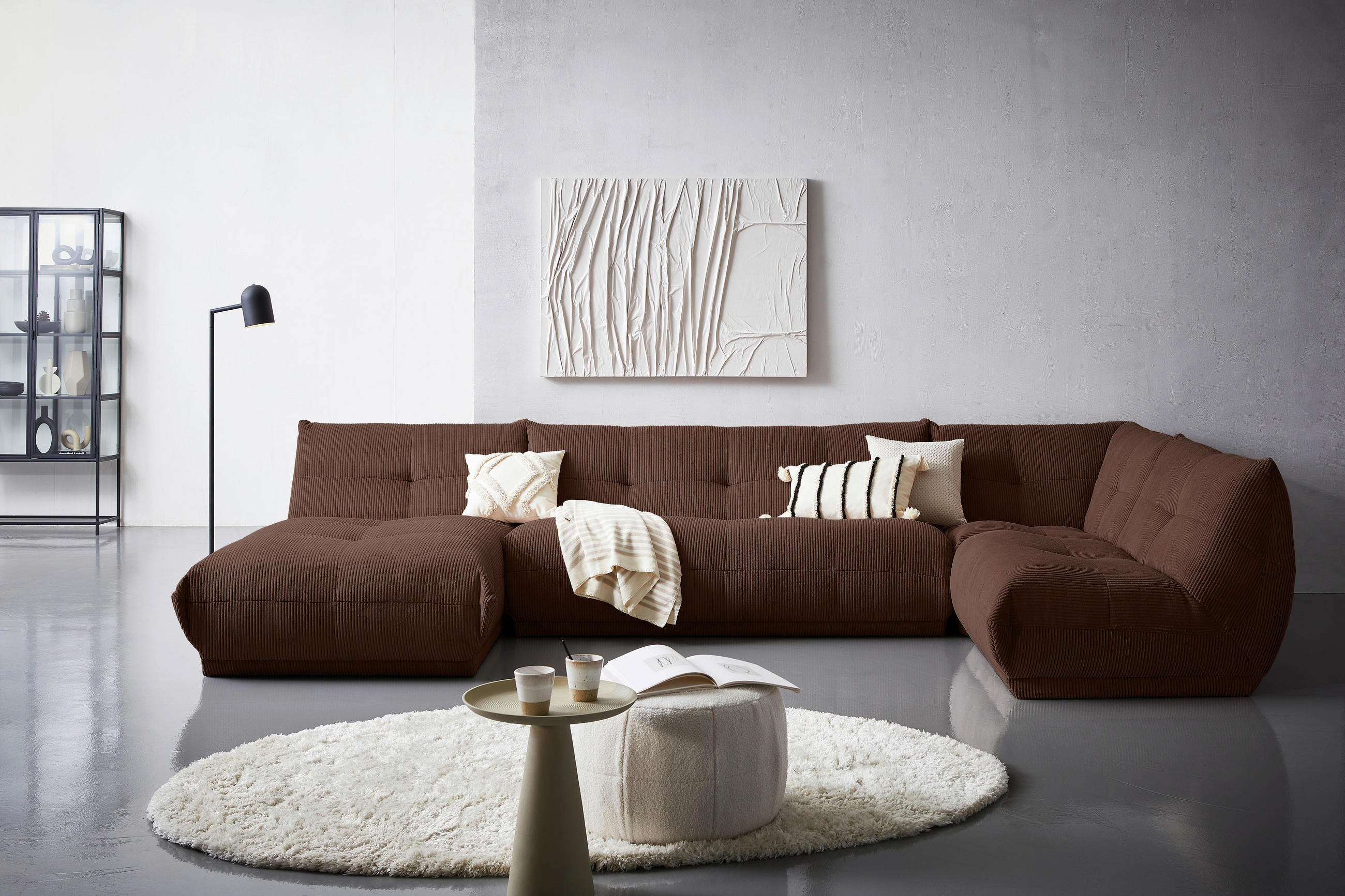 WOHNLANDSCHAFT in Cord Braun  - Braun, Trend, Textil (185/390/210cm) - Livetastic