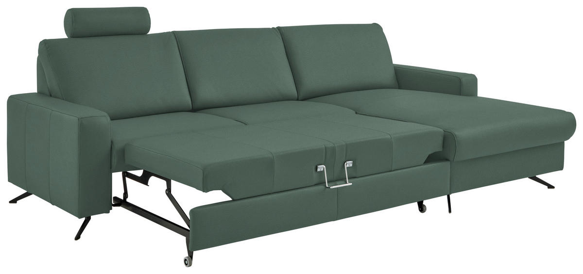 ECKSOFA in Echtleder Opal  267/165 cm  - Opal/Schwarz, Design, Leder/Metall (267/165cm) - Beldomo Premium
