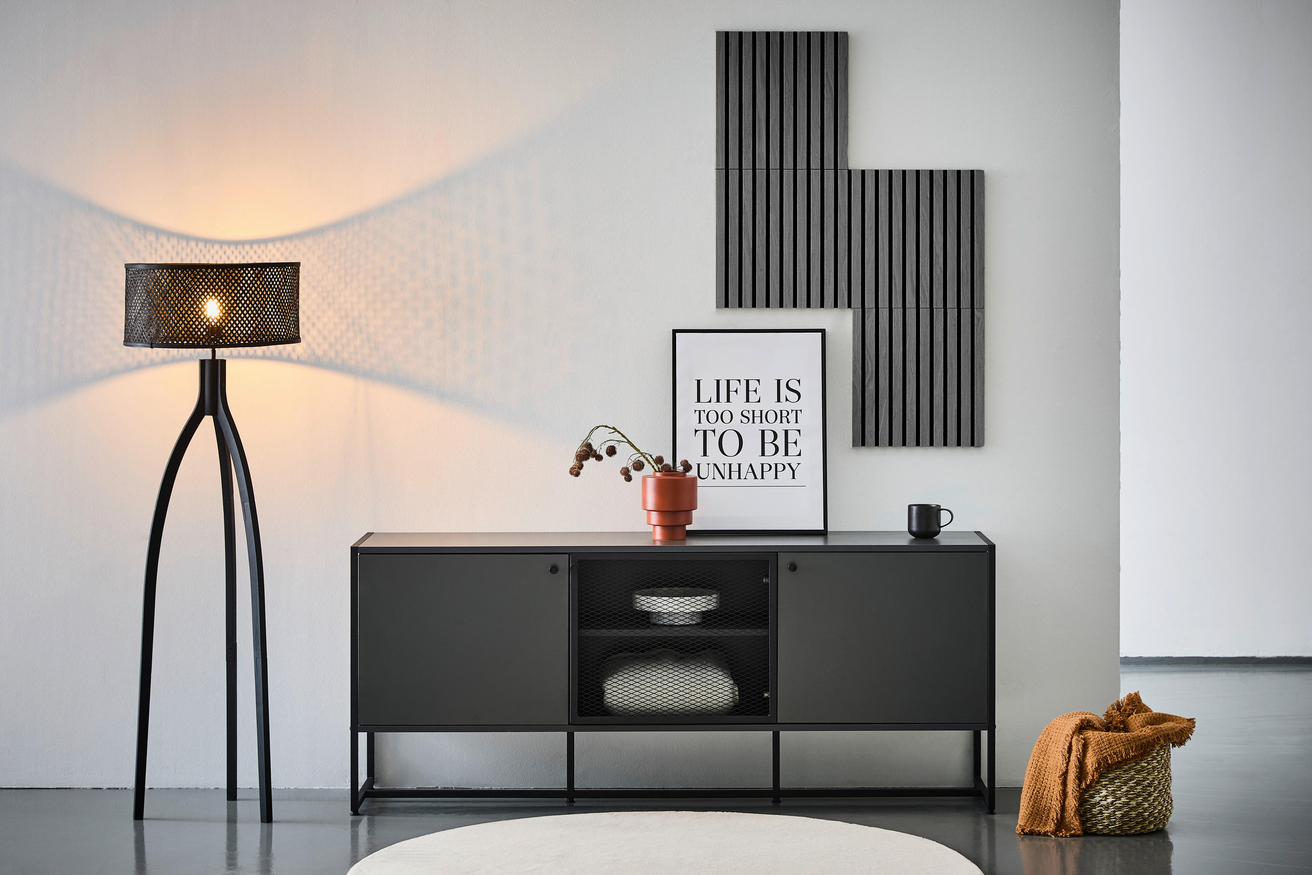 WANDPANEEL Schwarz  - Schwarz, Design, Holzwerkstoff/Kunststoff (41/41/2,1cm) - Livetastic