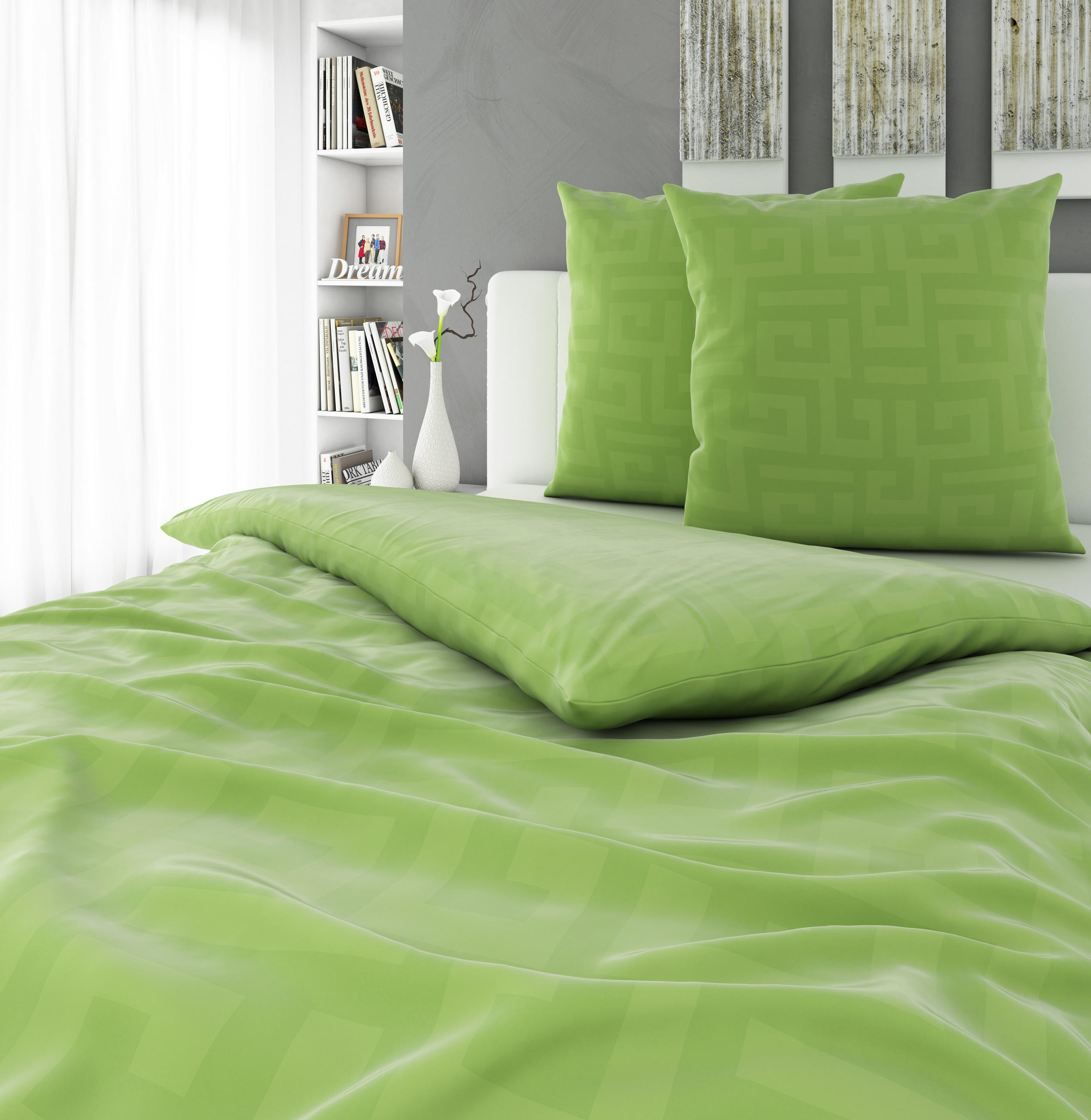 OBOUSTRANNÉ POVLEČENÍ, satén, zelená, 200/200 cm - zelená, Basics, textil (200/200cm) - Bio:Vio