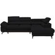 ECKSOFA in Echtleder Schwarz  - Schwarz, Design, Leder/Metall (270/220cm) - Novel