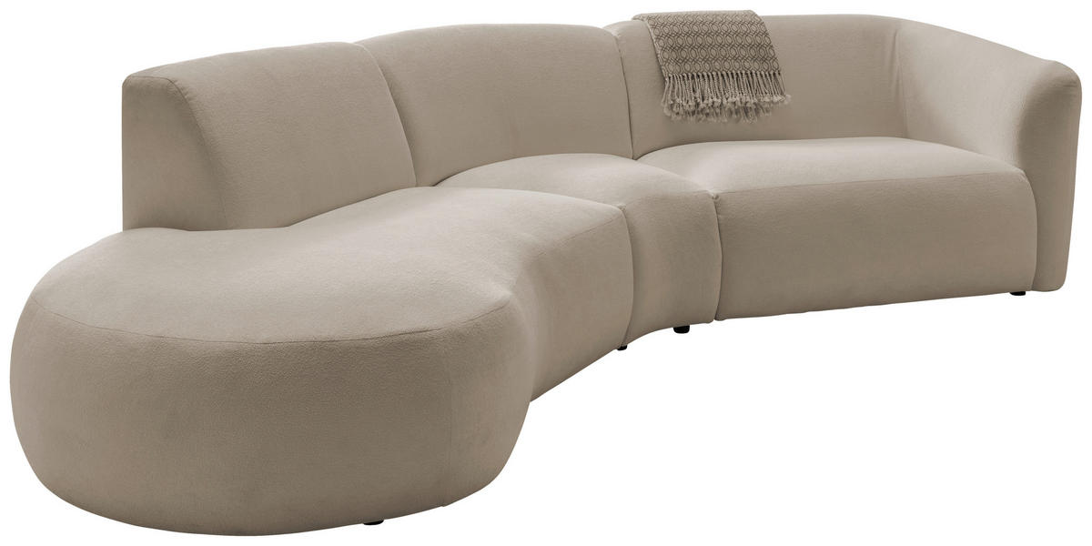 ECKSOFA in Mikrofaser Taupe  - Taupe/Schwarz, Modern, Kunststoff/Textil (182/276cm) - Livetastic