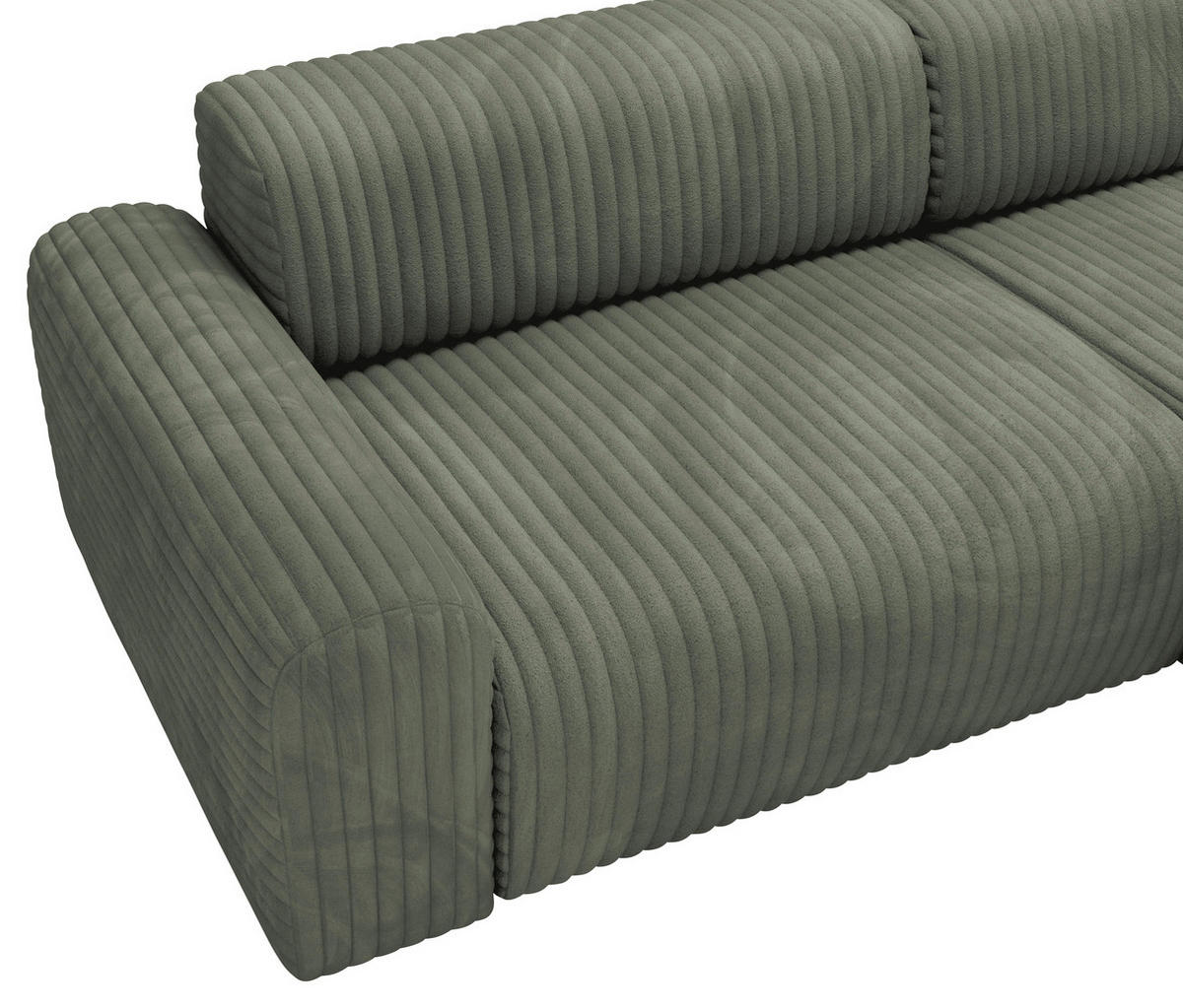 ECKSOFA in Cord Olivgrün  - Schwarz/Olivgrün, Design, Kunststoff/Textil (292/178cm) - Livetastic