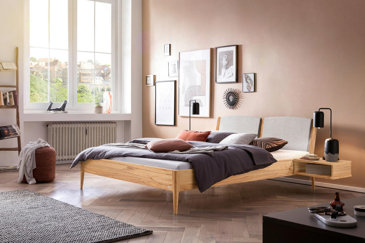 BETT 140/200 cm  in Buchefarben, Hellgrau  - Buchefarben/Hellgrau, KONVENTIONELL, Holz (140/200cm) - Hasena