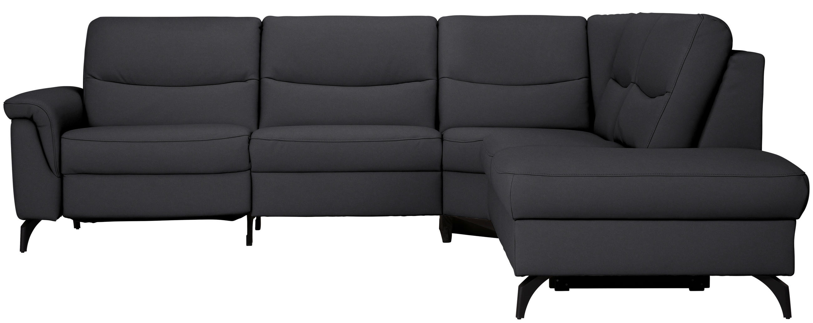 ECKSOFA  in Echtleder Schwarz  280/249 cm  - Anthrazit/Schwarz, Design, Leder/Metall (280/249cm) - Himolla Komfortklass