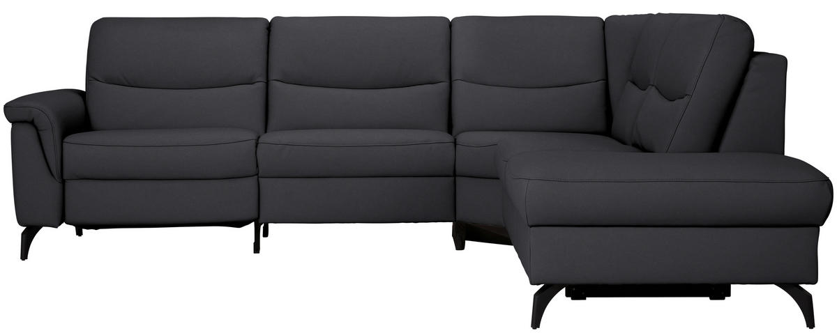 ECKSOFA  in Echtleder Schwarz  280/249 cm  - Anthrazit/Schwarz, Design, Leder/Metall (280/249cm) - Himolla Komfortklass