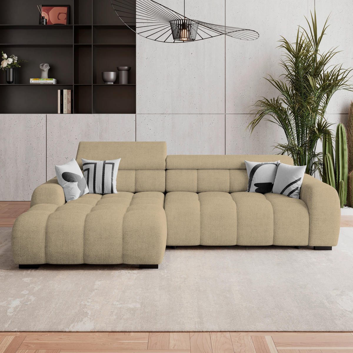 ECKSOFA Webstoff Taupe  - Taupe/Schwarz, Trend, Kunststoff/Textil (168/285cm) - Livetastic