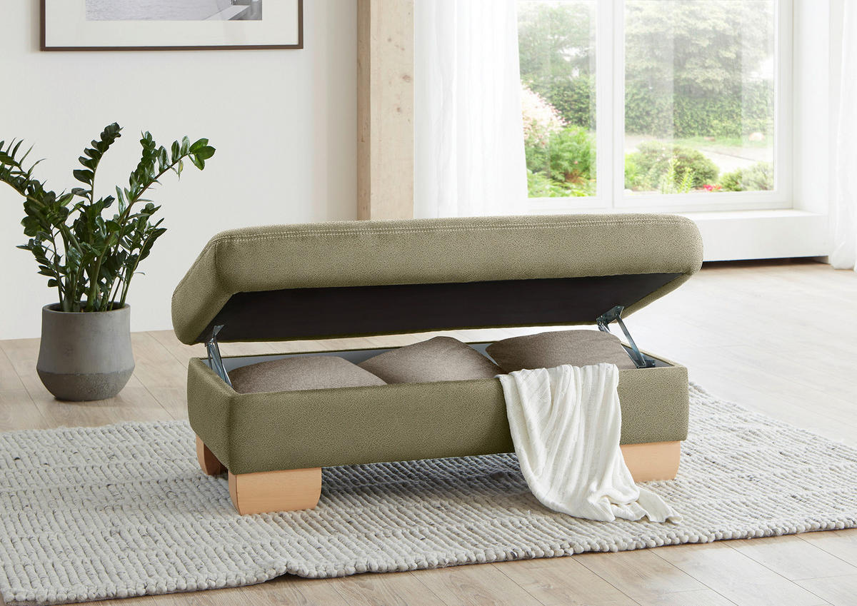 ECKSOFA in Mikrofaser Hellgrün  - Wildeiche/Beige, Natur, Holz/Textil (286/236cm) - Voleo