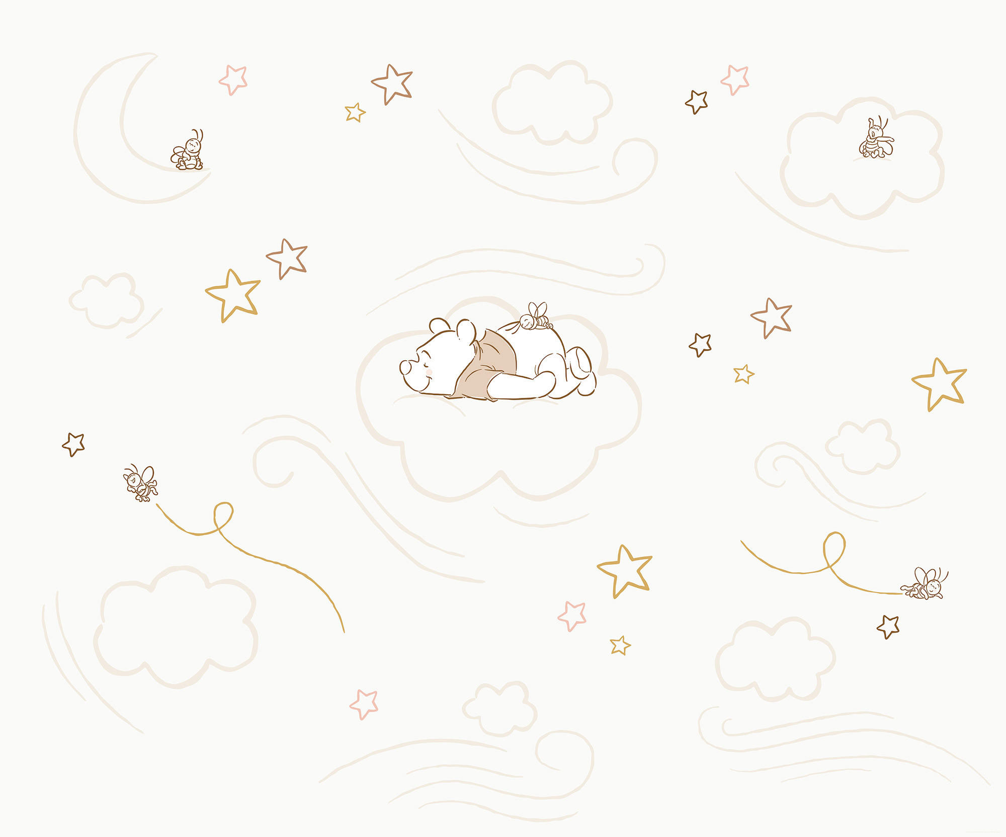 FOTOTAPETE WINNIE THE POOH SLEEPY BEAR  - Beigebraun, Design, Textil (300/250cm) - Disney