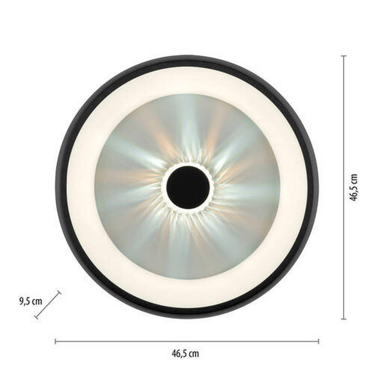 STROPNÉ LED SVIETIDLO, 46,5/9,5 cm  - čierna, Design, kov/plast (46,5/9,5cm)