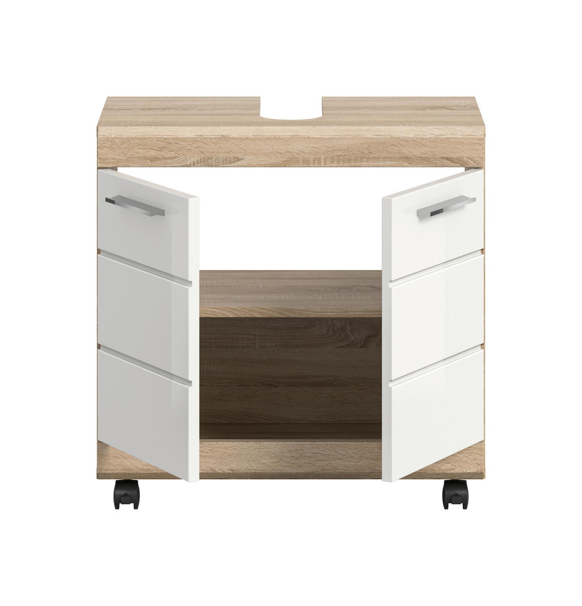 TVÄTTSTÄLLSUNDERSKÅP 60/60/34 cm  - Sonoma ek/vit högglans, Trend, trämaterial/plast (60/60/34cm) - MID.YOU