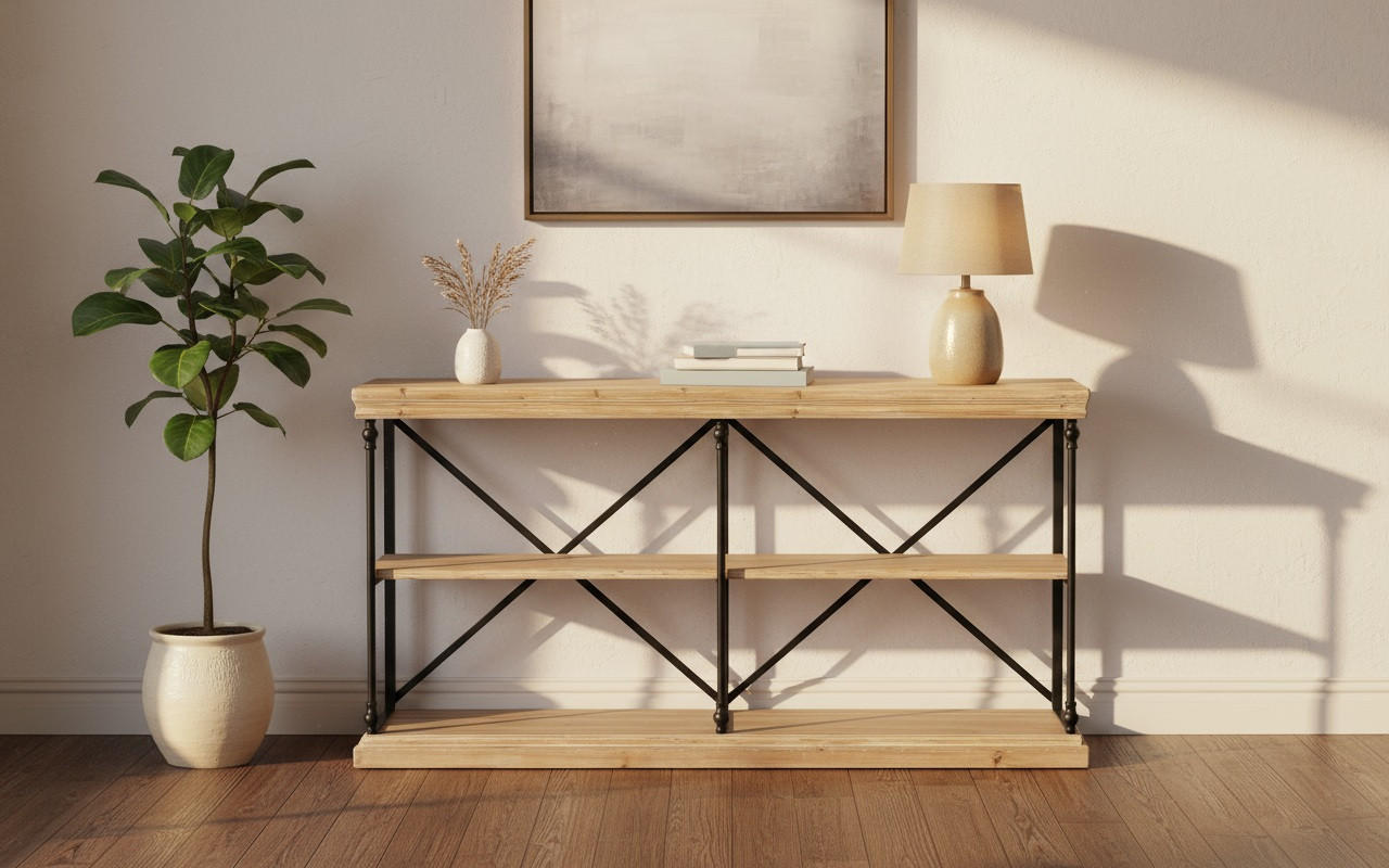 REGAL Tanne massiv Schwarz, Tannenholzfarben  - Tannenholzfarben/Schwarz, Design, Holz/Metall (162/86/43cm) - Landscape