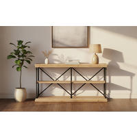 REGAL Tanne massiv Schwarz, Tannenholzfarben  - Tannenholzfarben/Schwarz, Design, Holz/Metall (162/86/43cm) - Landscape