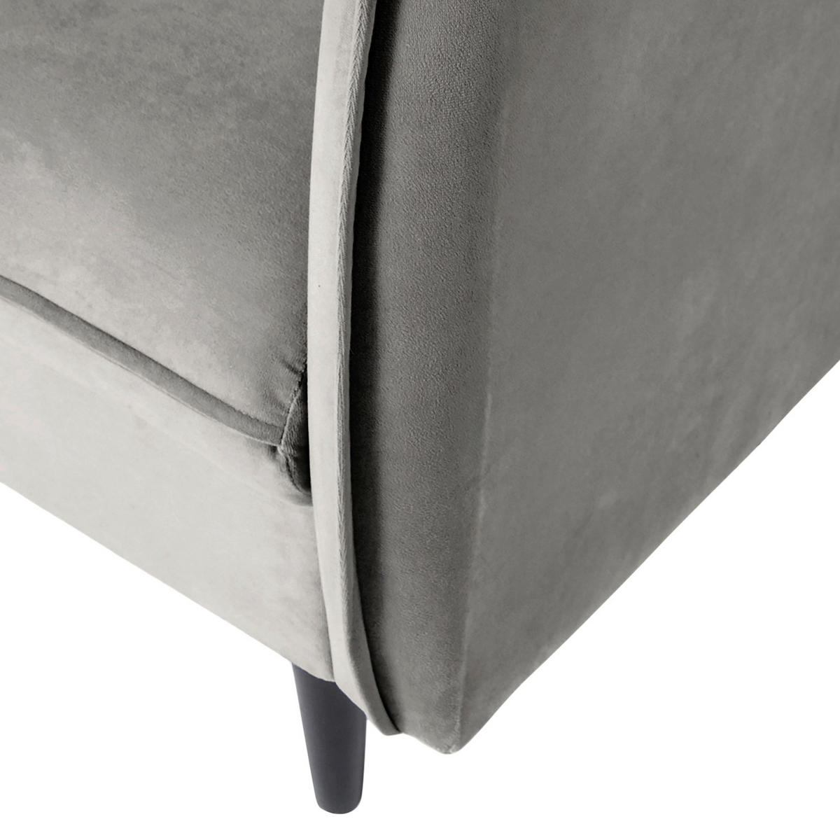 3-SITZER-SOFA JULI Samt Grau  - Schwarz/Grau, Design, Holz/Textil (203/86/100cm) - P & B
