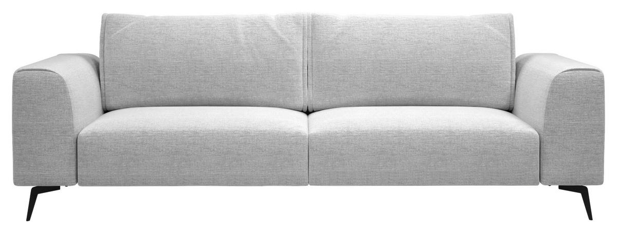 4-SITS SOFFA i flockad ljusgrå  - ljusgrå/svart, Design, metall/trä (302/87/88cm) - MID.YOU