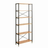 LEITERREGAL Naturfarben, Schwarz  - Schwarz/Naturfarben, Design, Holzwerkstoff/Metall (85/210/30cm) - Livetastic