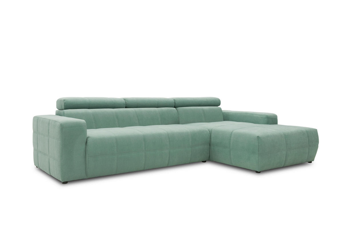 ECKSOFA in Mikrofaser Mintgrün  285/175 cm  - Schwarz/Mintgrün, Design, Kunststoff/Textil (285/175cm) - MID.YOU