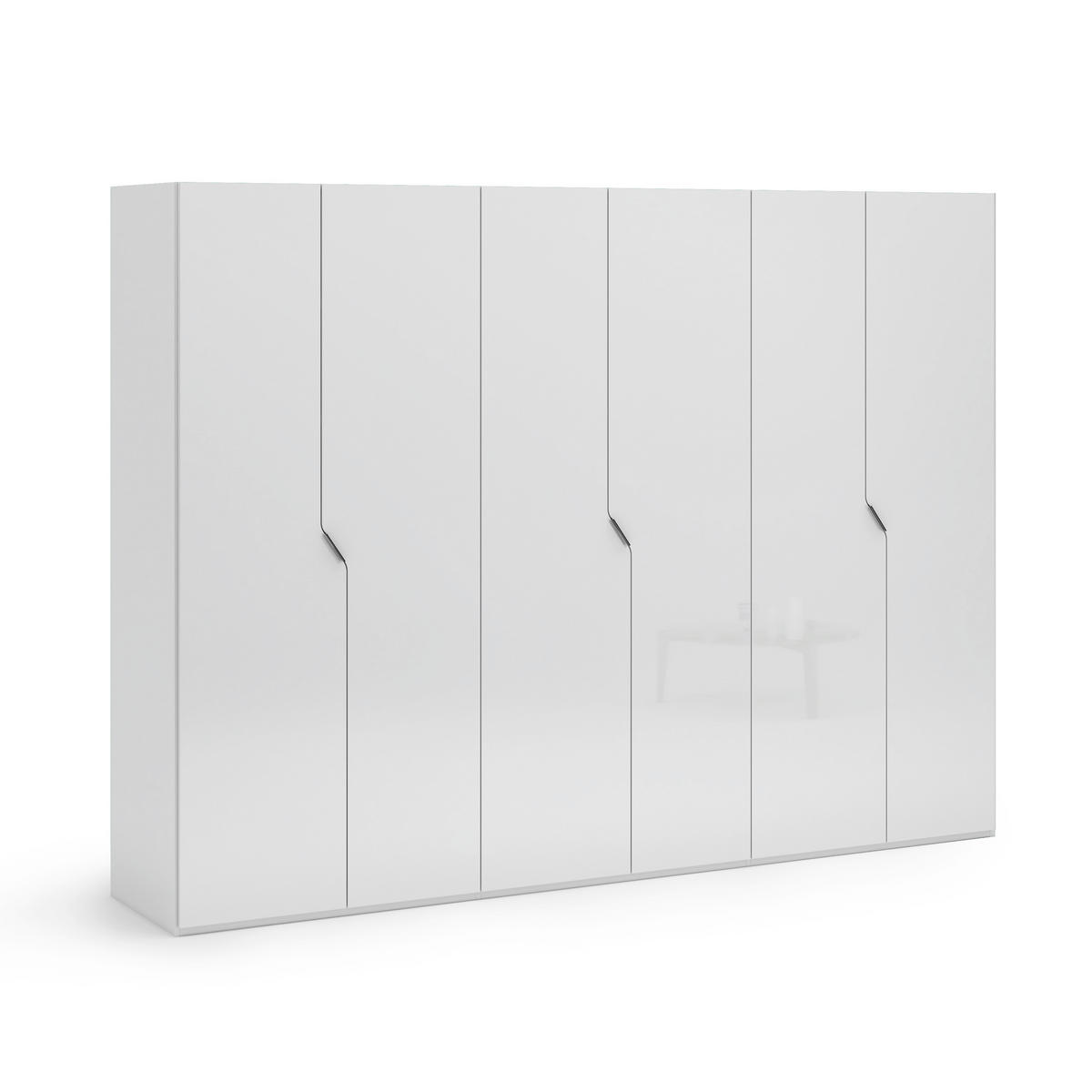 DREHTÜRENSCHRANK 300/223/62 cm,  in Weiß Hochglanz, 6-türig  - Weiß Hochglanz/Schwarz, Design, Holzwerkstoff/Metall (300/223/62cm) - Novel