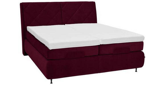 BOXSPRINGBETT 180/200 cm  in Bordeaux  - Bordeaux/Schwarz, KONVENTIONELL, Textil/Metall (180/200cm) - Dieter Knoll