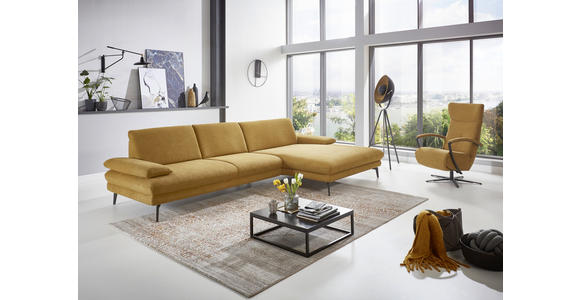 WOHNLANDSCHAFT in Chenille Currygelb - Currygelb/Schwarz, Design, Textil/Metall (310/180cm) - Dieter Knoll