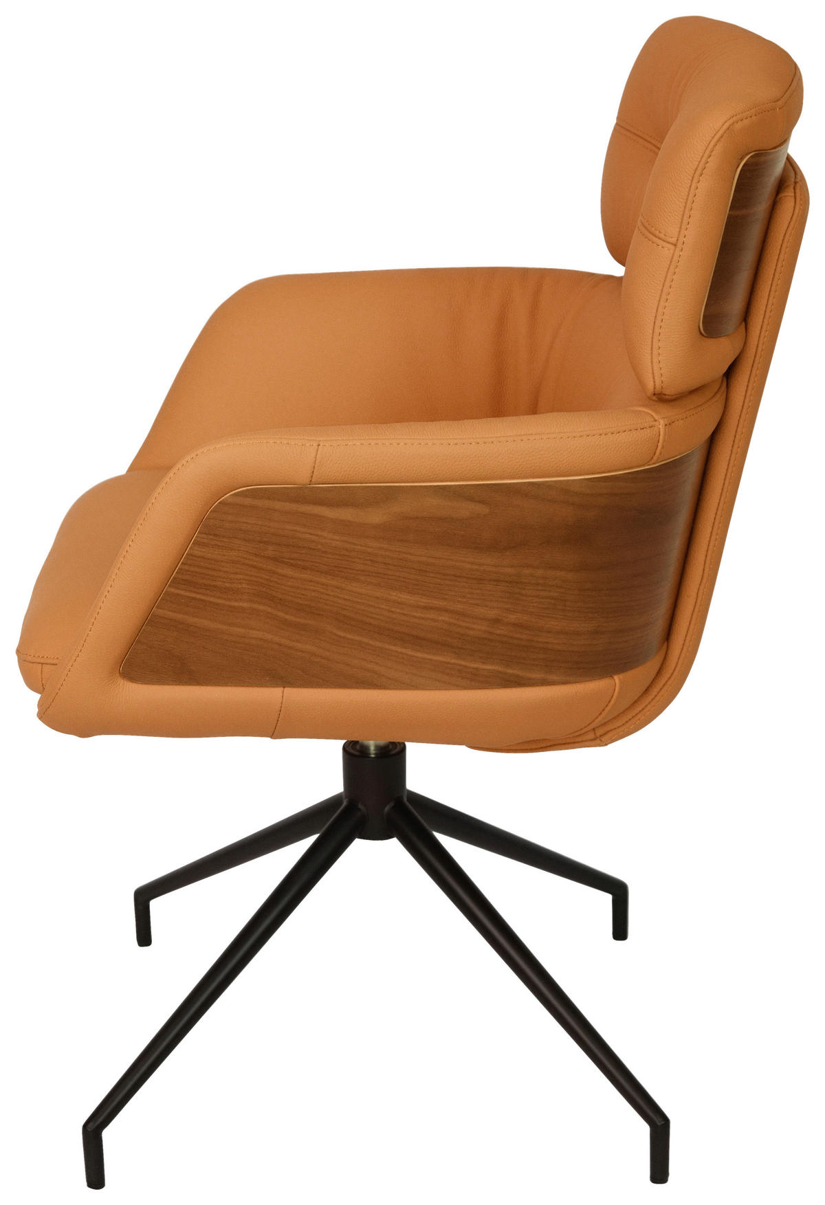 ARMLEHNSTUHL  in Eisen Echtleder pigmentiert  - Cognac/Walnussfarben, Design, Leder/Holz (62/92/66cm) - Dieter Knoll