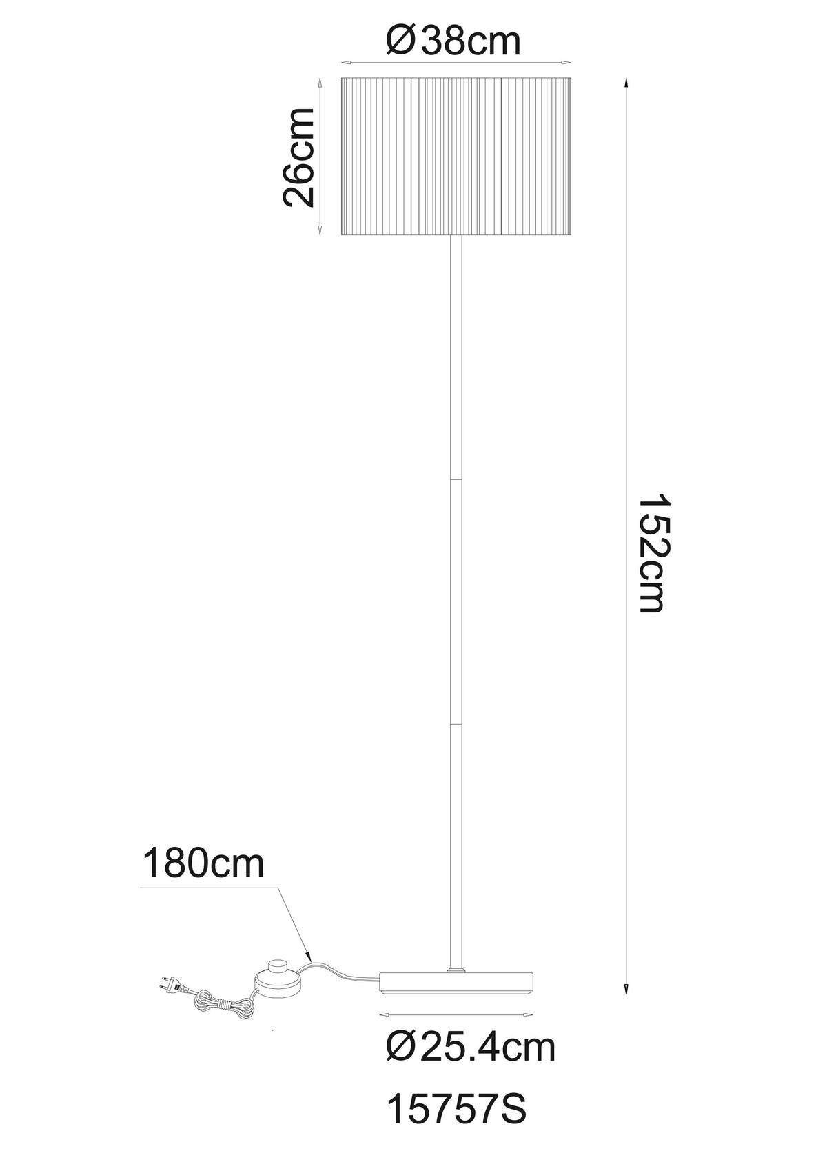 STEHLEUCHTE PAGE 38/152 cm   - Schwarz/Naturfarben, KONVENTIONELL, Textil/Metall (38/152cm) - Globo