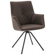 ARMLEHNSTUHL  Beinauswahl, Lederauswahl, Typenauswahl, Sitzfläche 360° drehbar  Echtleder  - Schwarz/Braun, Design, Leder/Metall (60/90/61cm) - Dieter Knoll