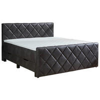 BOXSPRINGBETT 180/200 cm  in Anthrazit  - Anthrazit/Schwarz, KONVENTIONELL, Kunststoff/Textil (180/200cm) - home24